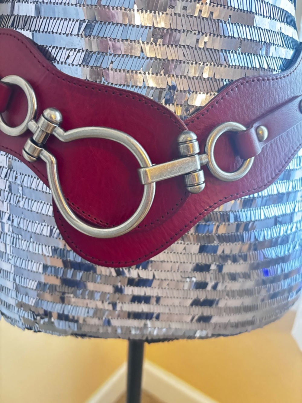 Vintage Red Leather Western Belt - Picture 3 of 7